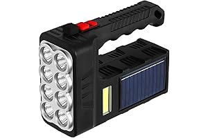 Portable Solar-Powered Flashlight with 8 LED Lights, 3 Modes