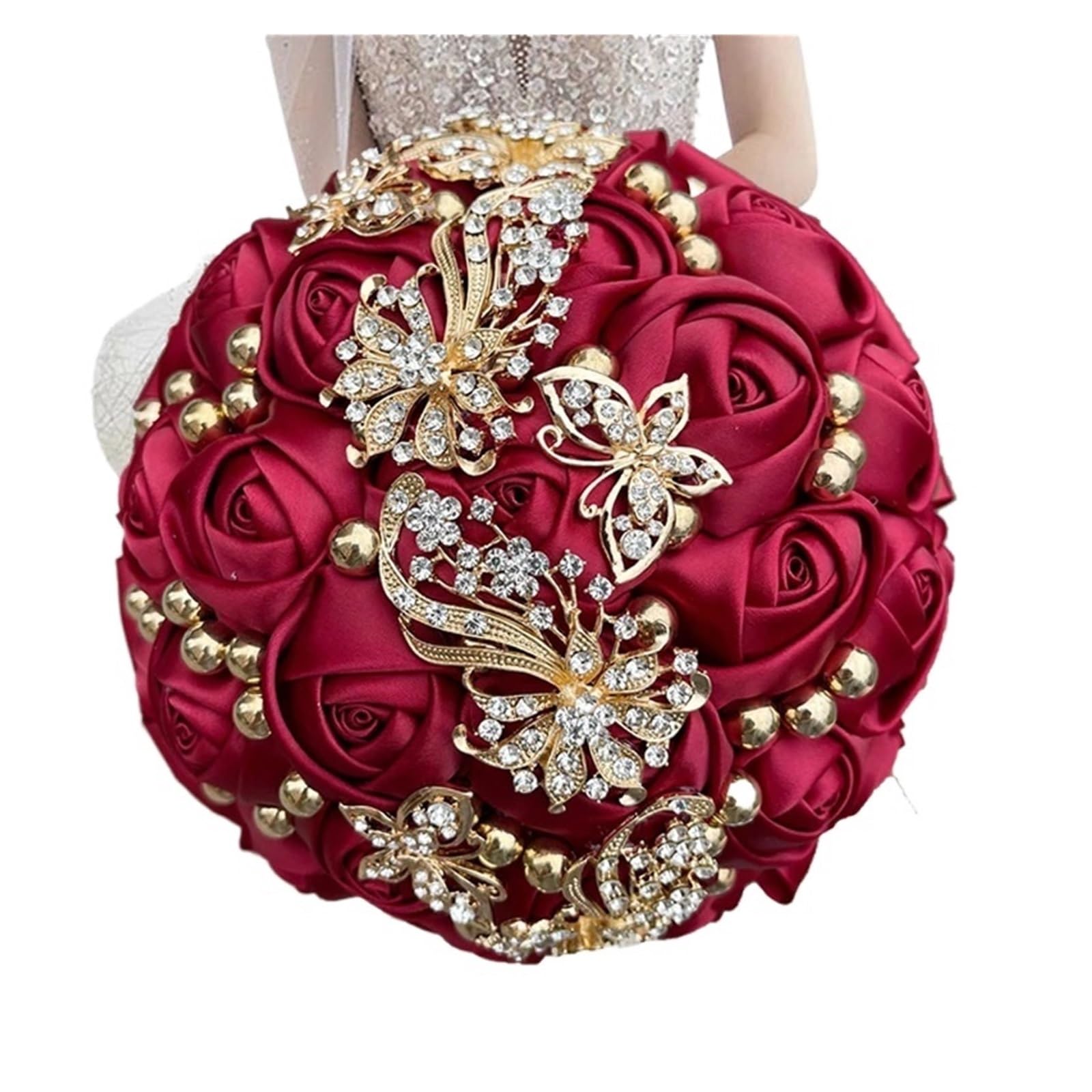 NDLHXKFRP Wedding bouquets for brides and bridesmaids, Artificial Wedding Bouquet Bridesmaid Multicolor Multiple Sizes(Grey,24CM)