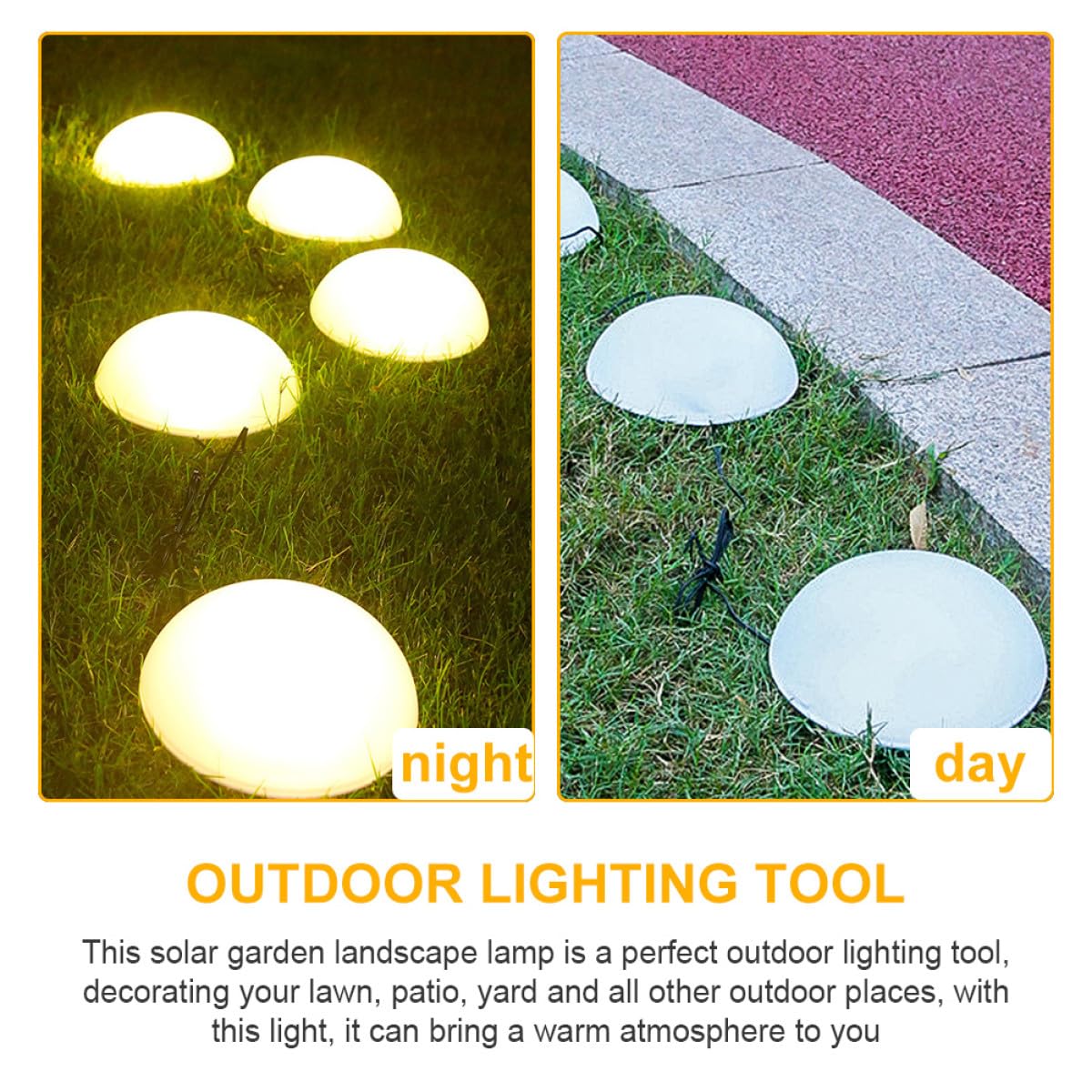 Yardenfun Solar Lamp Ground Stake Light Hemisphere Design Decorative Lawn Light Outdoor Garden Landscape Solar-powered