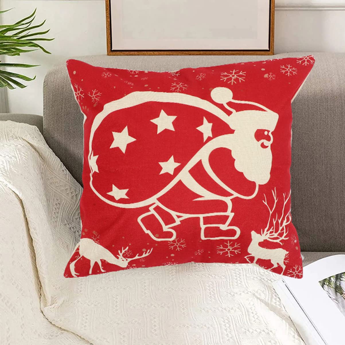 PRETYZOOM 16 Uds Funda De Almohada De Navidad Funda Cómoda Funda De Cojín Cuadrado Fundas De Almohada De Navidad Almohada De Decoración Funda De Almohada Decorativa De Navidad Fundas