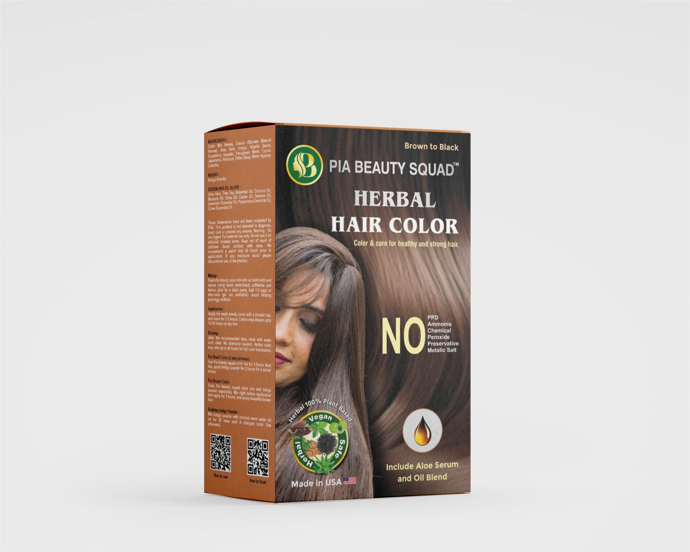 Chemical Free plant base Herbal Hair Color for light brown- dark brown-black Natural Hair dye l Gray Coverage | 100 grams color mix, indigo. NO