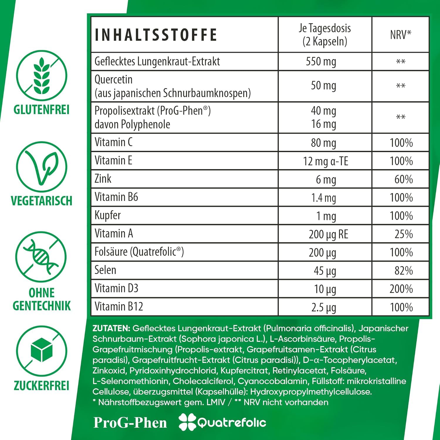 Herboxa Lungwort Nahrungsergänzungsmittel - Lungenkraut Extrakt - Geflecktes Lungenkraut - 60 vegane Lungenkraut Kapseln