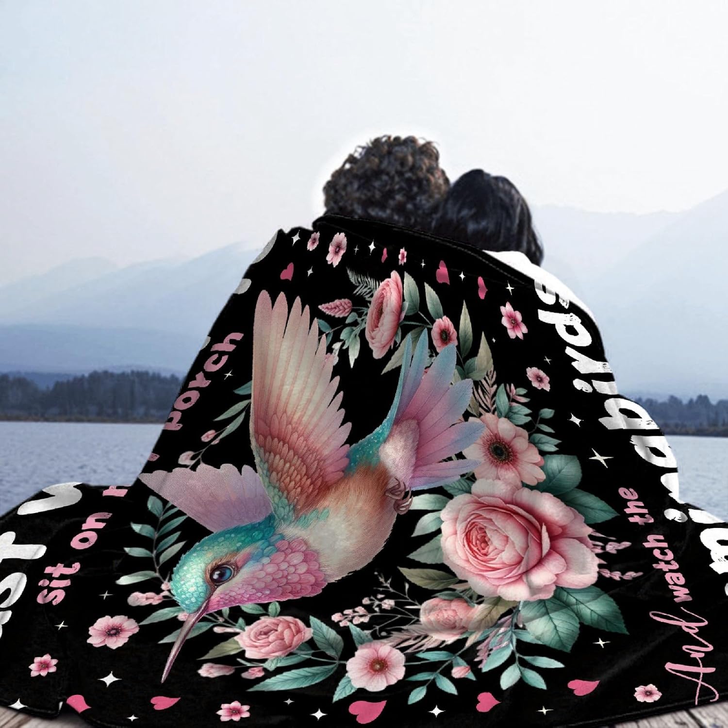 Hummingbird Blanket, Bird Gifts for Girls Women Birds Lovers,Watching Hummingbirds Floral Print Throw, Plush Flannel Bird Quilt for Bed Sofa Travel, 40''x 50'' for Kids - Image 8