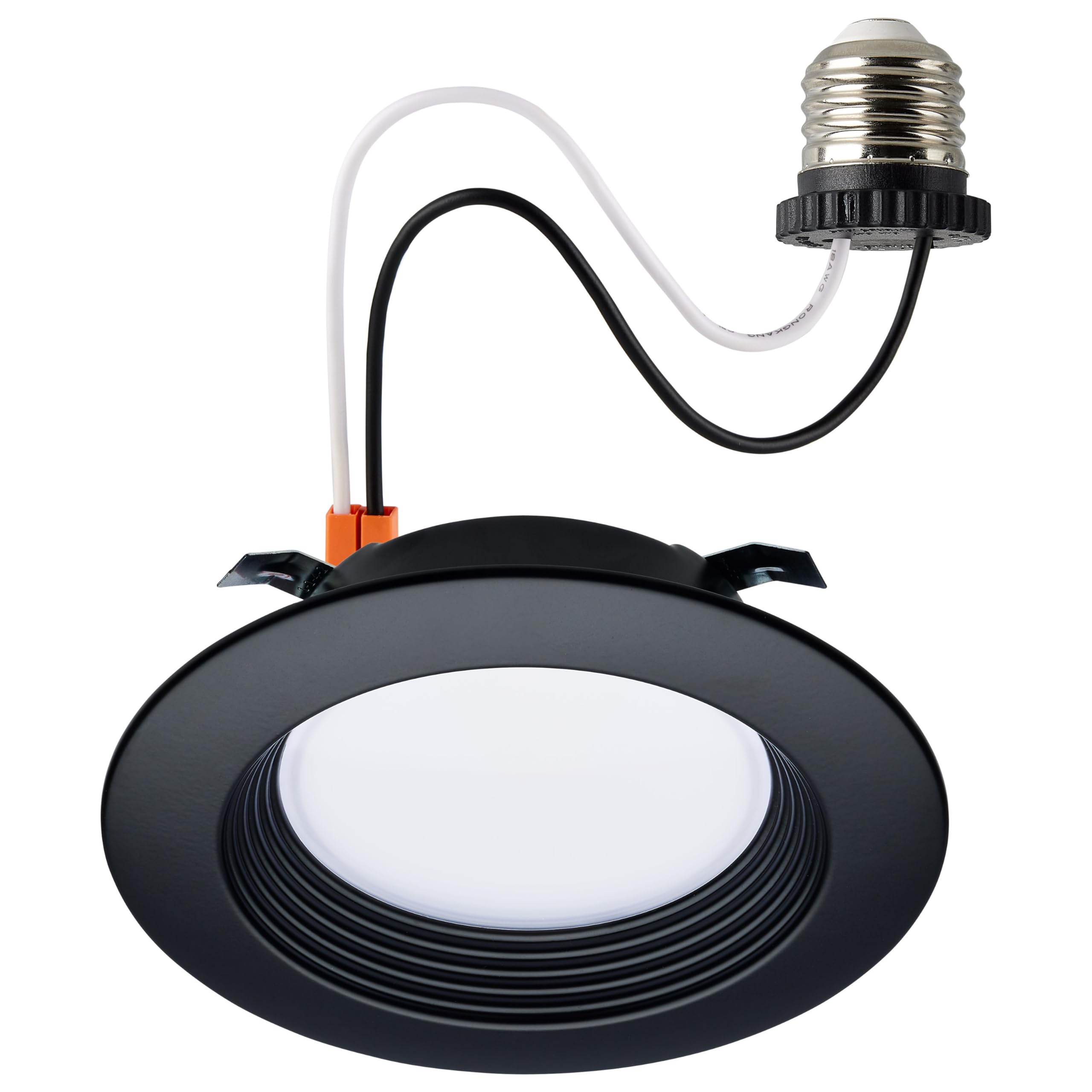 Satco S11832R1, 6.7 Watt; Dimmable LED Downlight Retrofit; 4 Inch; CCT Selectable Warm White to Natural Light; 120 Volts; Black Finish; Residential