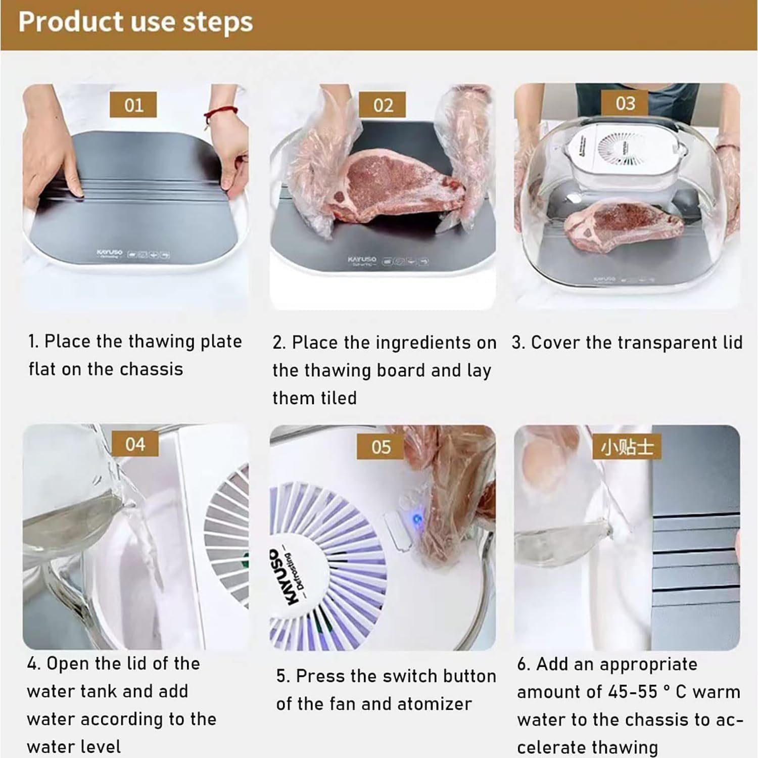 Sbrinatore elettrico per carne, circolazione dell'aria a 360° per uno scongelamento rapido e uniforme, vassoio di grande capacità con cestello antigoccia e coperchio per carne, pesce, verdure
