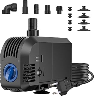 Aquarium Pumpe Teichpumpe 2000L/H, 35W Springbrunnenpumpe ultra leise 3 Düsen 12mm-16mm-20mm, Wasserpumpe für Aquarium Schutz vor überhitzung Teich Brunnen Garten Hydrokultur