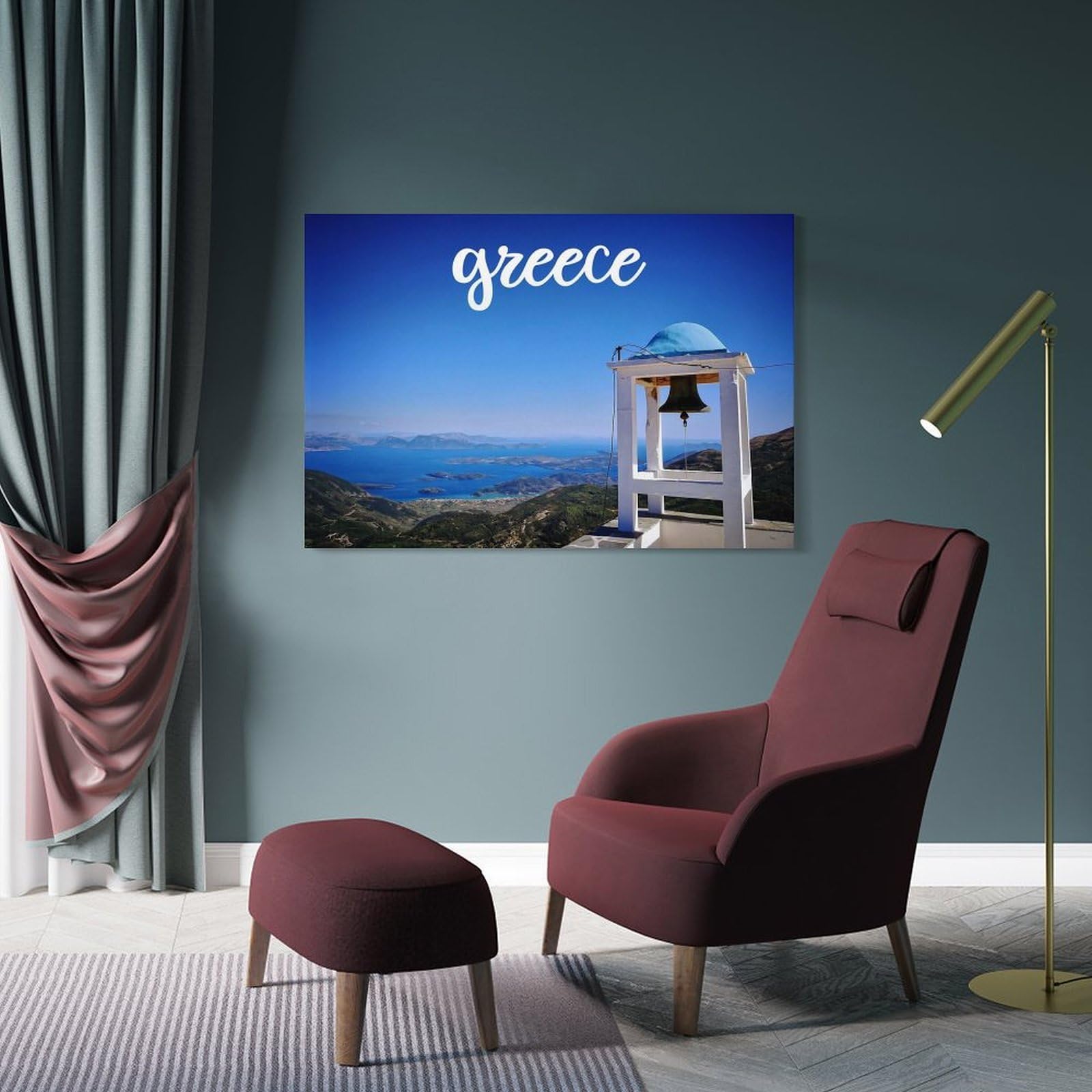 Junmoney Canvas Wall Decor Greece Landscapes, 20x30inch(50x75cm), for Bedroom, Guest Room Or Reading Nook, Decorative Wall Art for Cosy Rooms