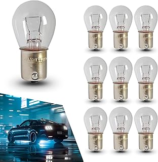 10 PCS Car 1156 Turn Signal Light,P21W 1141 S25 Waterproof High Brightness Stable Filament Halogen Bulb,Miniature Bulb Mini Bulb Taillight Turn Signal Light,Universal for Cars (Clear)