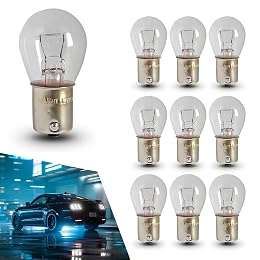 10 PCS Car 1156 Turn Signal Light,P21W 1141 S25 Waterproof High Brightness Stable Filament Halogen Bulb,Miniature Bulb Mini Bulb Taillight Turn Signal Light,Universal for Cars (Clear)