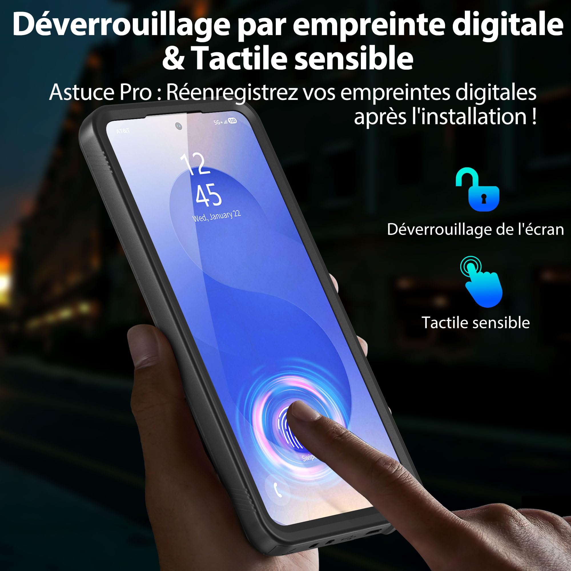 SPORTLINK Coque pour Samsung Galaxy S26 Ultra magnétique Compatible MagSafe, étanche IP68, Protection Antichoc Militaire 360° intégrale, Anti-poussière, écran et caméra intégrés, avec Cordon – Noir