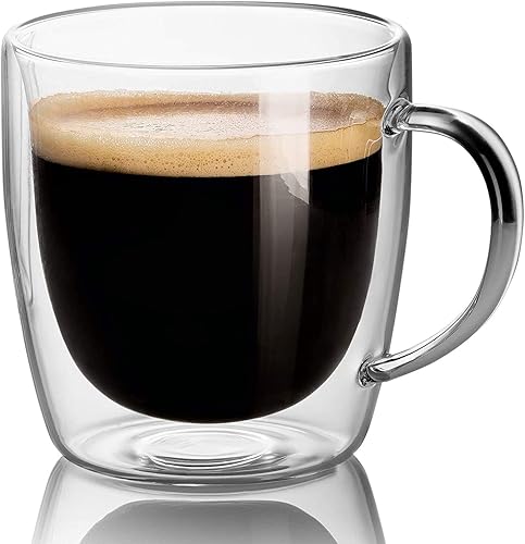 Miniatura 5 de ECO NAVA Taza de vidrio de doble pared de 11.8 fl oz  12 oz con 2 bolas de té verde florecientes. Gran taza aislada de doble pared transparente para