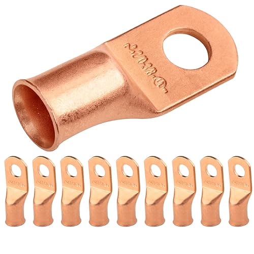 Miniatura 492 de SELTERM - 2 terminales de anillo resistentes para cable de batería, calibre 4 AWG, pernos de 3/8 pulgadas, terminales de calibre 4, ojales de cobre