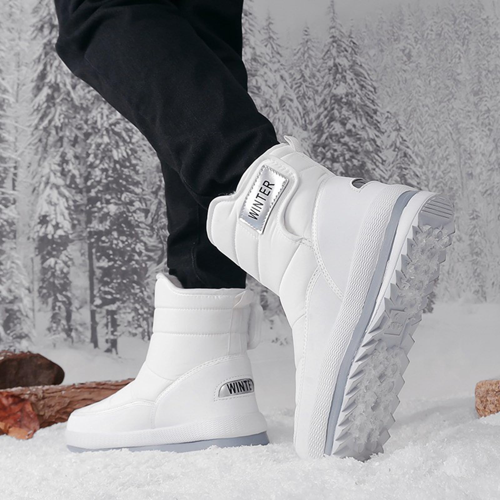 Stivaletti da Neve Donna Tacco Alto Basso Interno Caldo