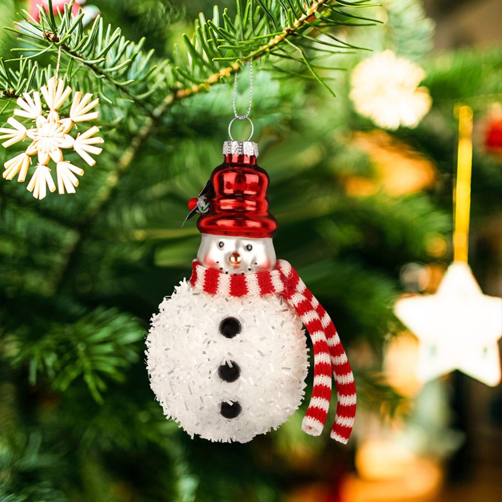 Boules De Noël Vintage Motifs Père Noël, Bonhomme De Neige, Chalet - Lot Décoration Sapin Transparent 8 Cm - 8
