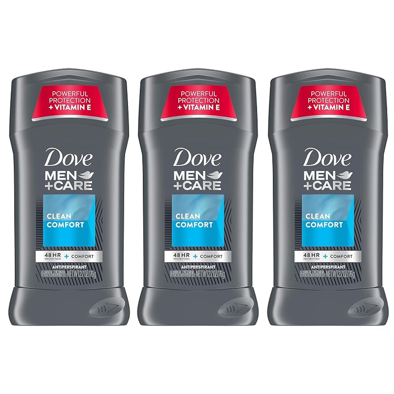 DOVE MEN + CARE Desodorante antitranspirante Clean Comfort com vitamina E, 76 g, Pacote com 3
