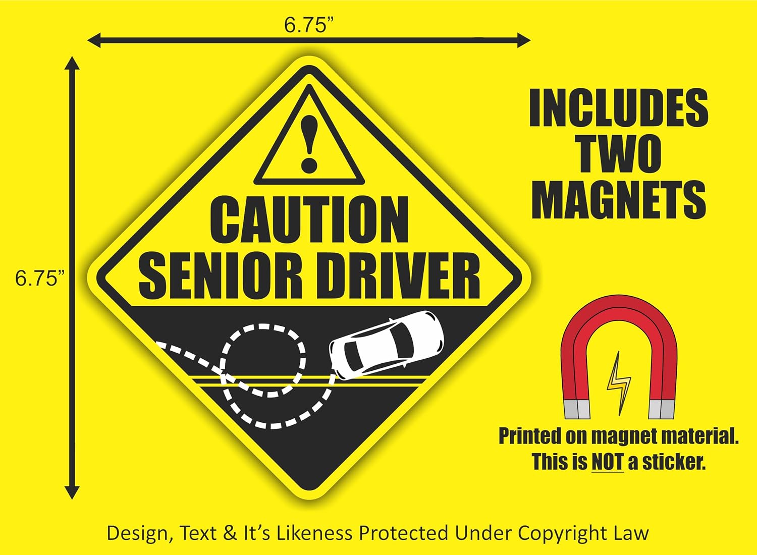2 Funny Prank Caution Senior Driver Car Magnet Sign Gag Gifts for Elderly Women, Men, New Drivers & Student Drivers, Great Joke Gift for Over 40 & 50 Year Old People & Other UFO Driving Life Forms image 3