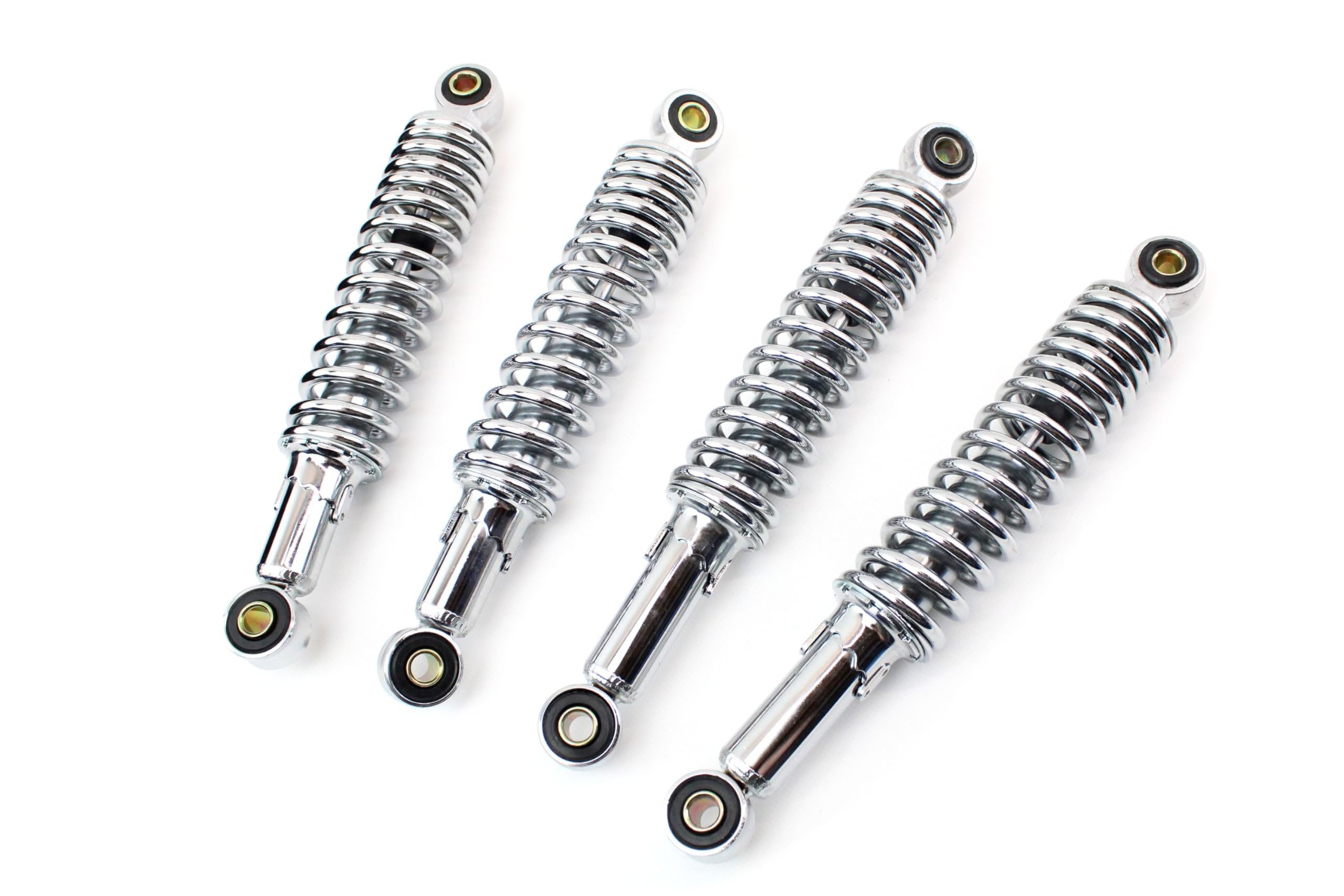 Tieferlegungs Set 4 Stoßdämpfer Federbein 260mm + 280mm verstellbar verchromt für Simson Vogelserie und DUO