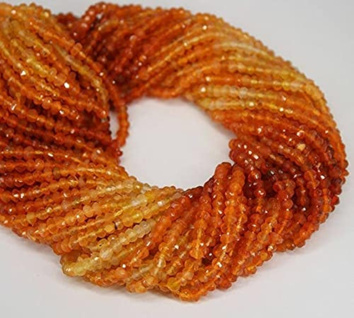 Perles en cornaline facettée orange 3.5mm pour création de bijoux
