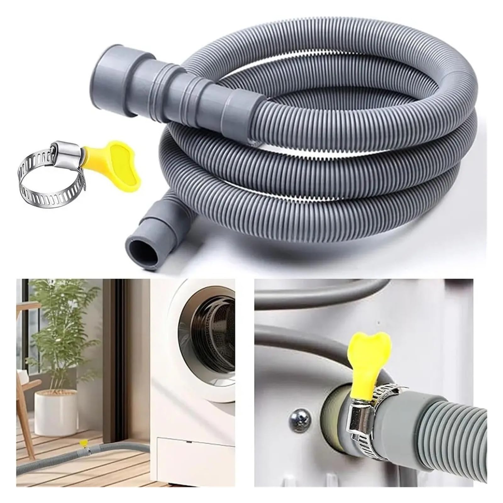Manguera De Desagüe For Lavadora, Tubo Corrugado Flexible, Manguera De Desagüe For Lavavajillas, Tubo De Extensión De 1 M, 3 M Y 5 M For El Hogar.(4m)