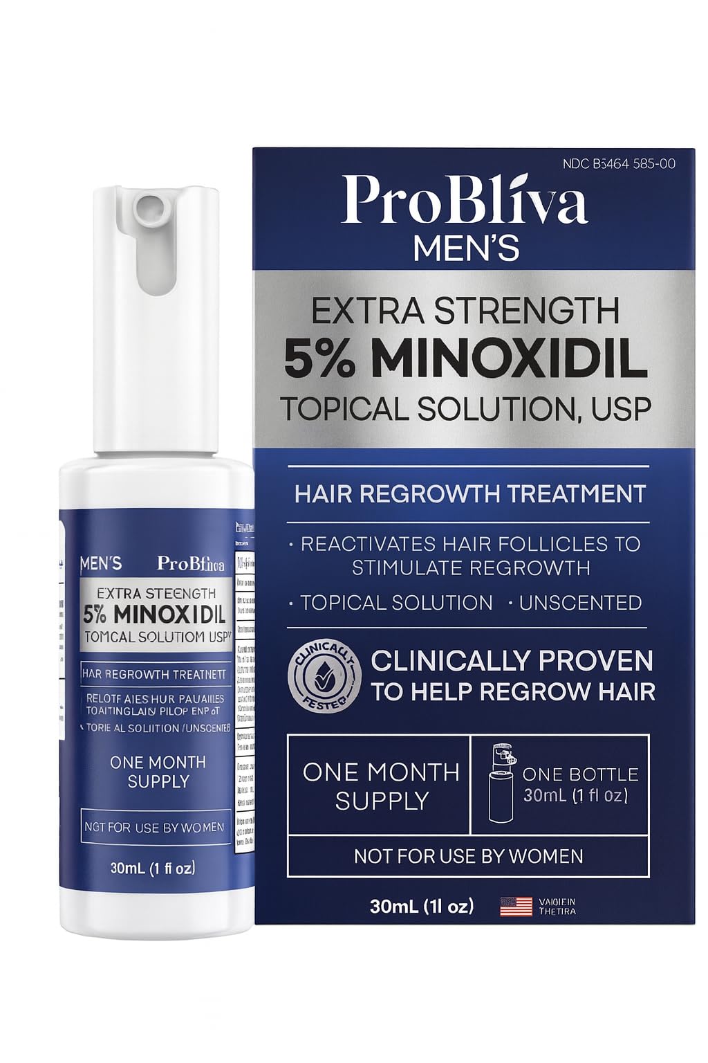 ProBliva 5 Minoxidil for Men Spray Extra Strength 5 Minoxidil Topical Hair Growth Treatment - Clinically Proven Solution