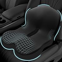 Vista 1 de Cojín de asiento de espuma viscoelástica para ciática y alivio del dolor de espalda, almohadilla ergonómica para silla con correa ajustable y funda