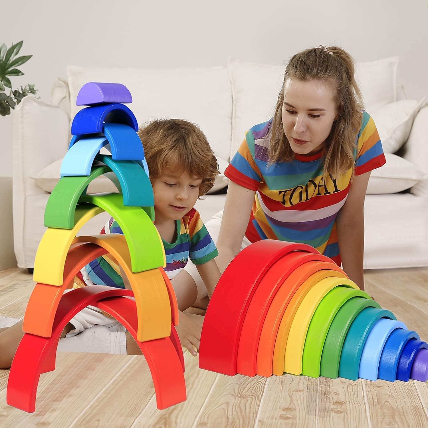 Black Friday - 70% OFF Lewo Rainbow Blocks Wooden Rainbow Toys Stacking Building Blocks Top Rated Lewo Rainbow Blocks Wooden Rainbow Toys Stacking Building Blocks