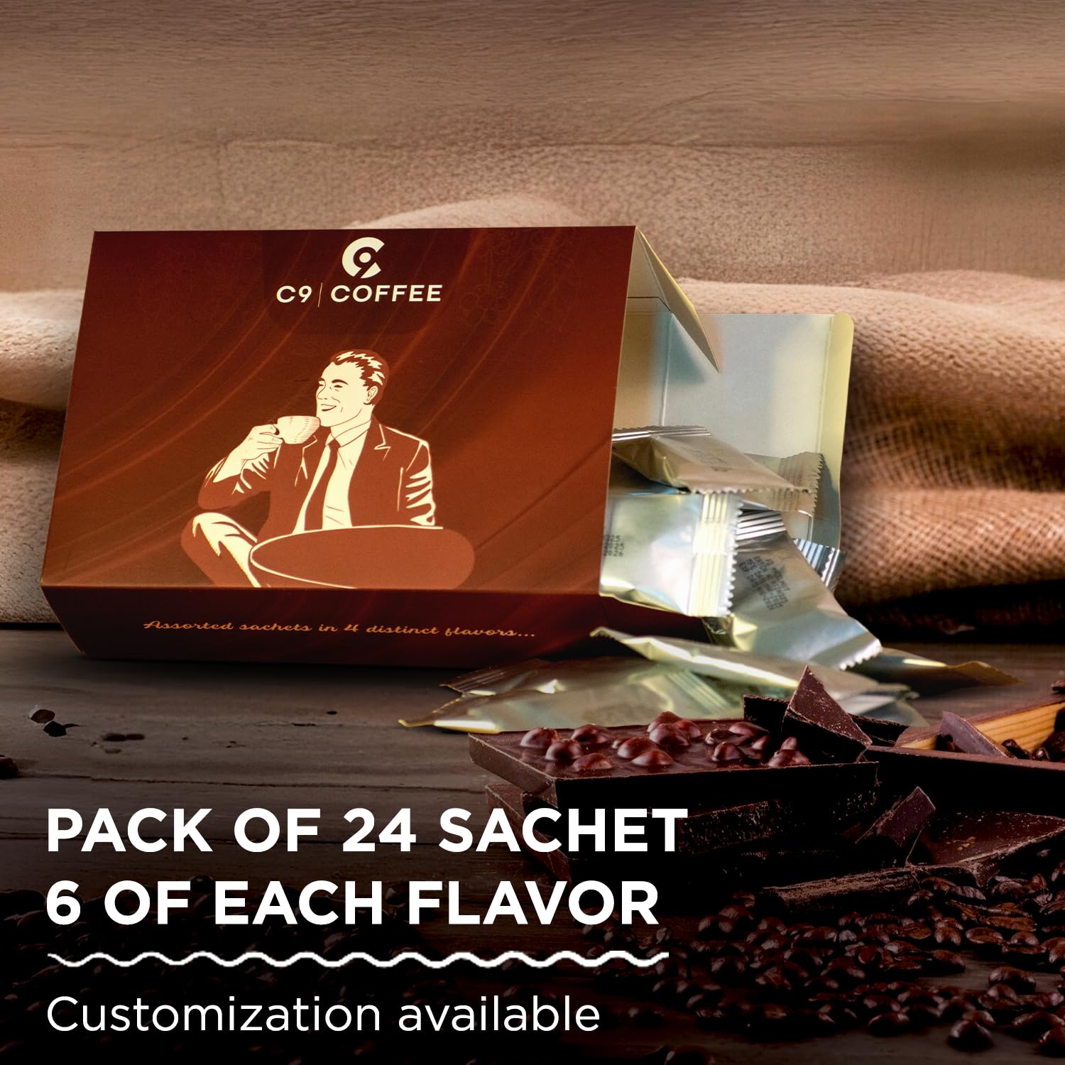 C9 Coffee Freeze-Dried Instant Coffee Box | 24 Sachets x 2g | 4