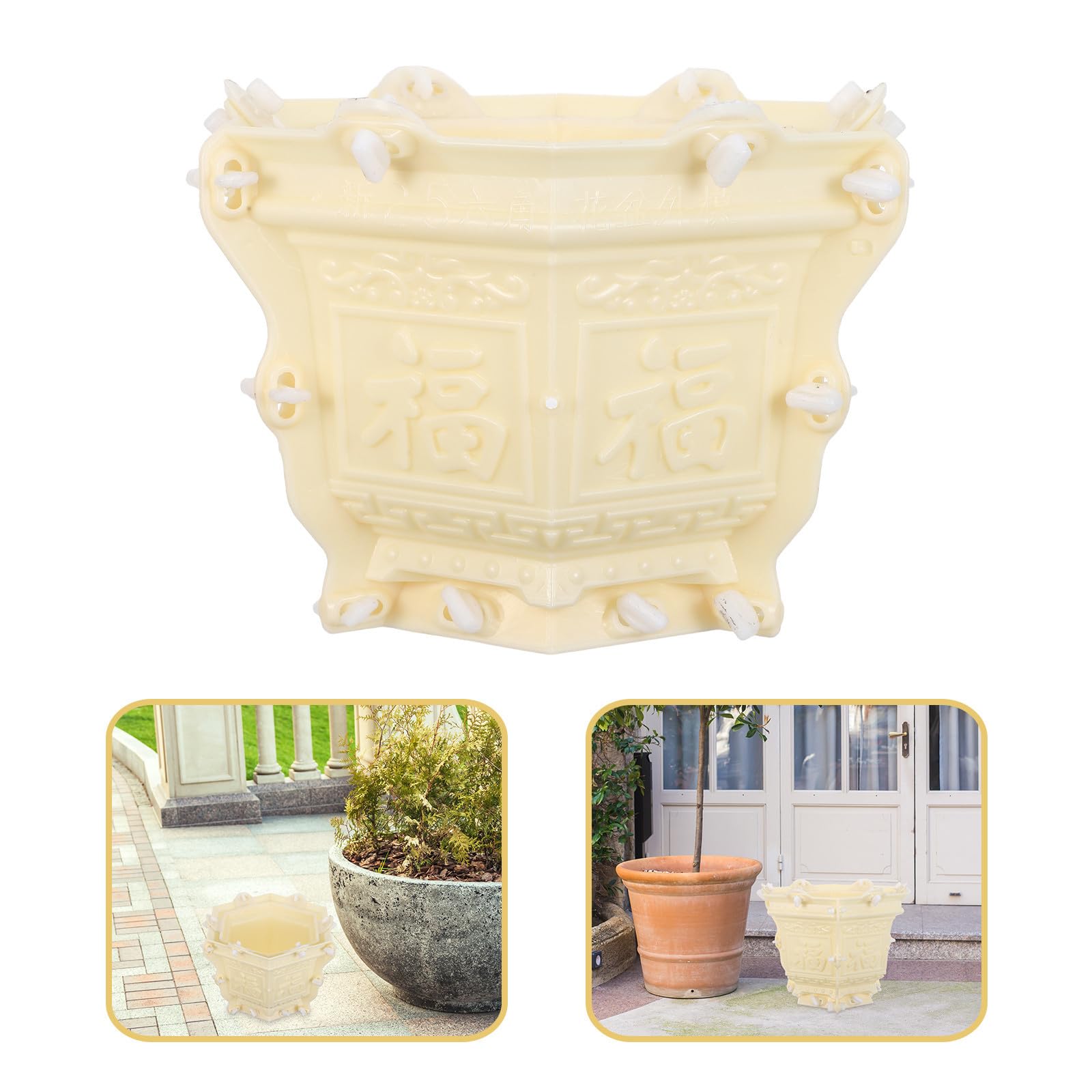 VANZACK Blumentopf Form aus Kunststoff Selbstgemacht Blumentopfform für Bastelarbeiten Beige Verschleißfest für Zement und Beton Blumentöpfe Sechseckige Form für Zufällige Zufällige Farbe