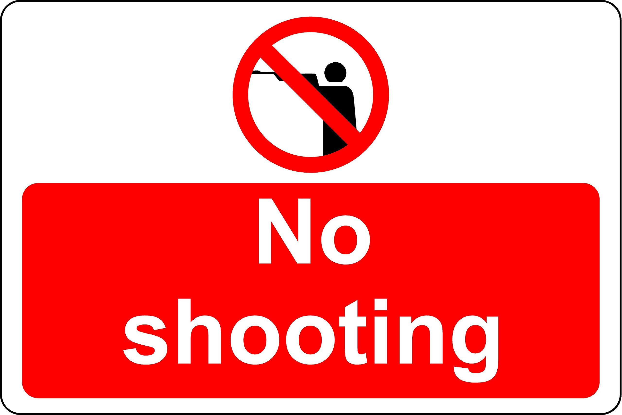 Kpcm Display Ltd No Shooting Safety Sign - 1.2Mm Rigid Plastic 300Mm X 200Mm