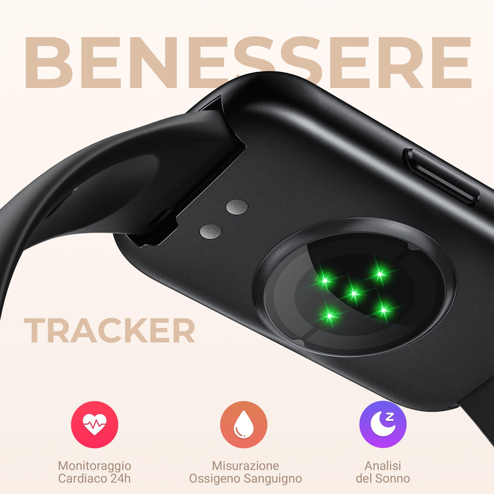 Smartwatch Donna Uomo, 1,47'' Orologio Smartwatch con Cardio SpO2 Sonno, 24 Modalità Sportive Fitness Tracker Contapassi Orologio Digitale Smartband per Android iOS, Antracite/Nero