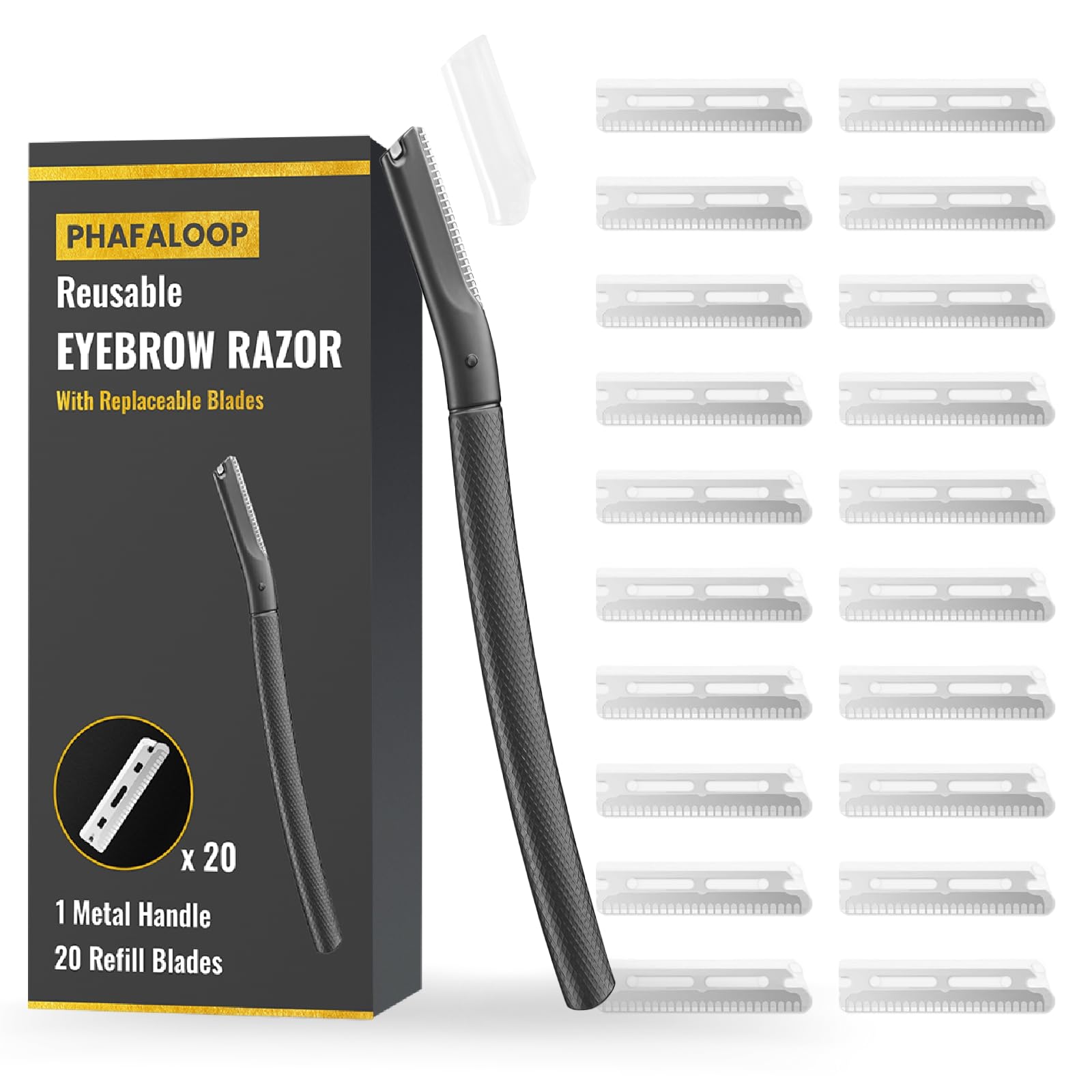Facial Razor for Women with 20 Refill Blades Eyebrow Razor and Dermaplaning Tool for Face Exfoliation Peach Fuzz