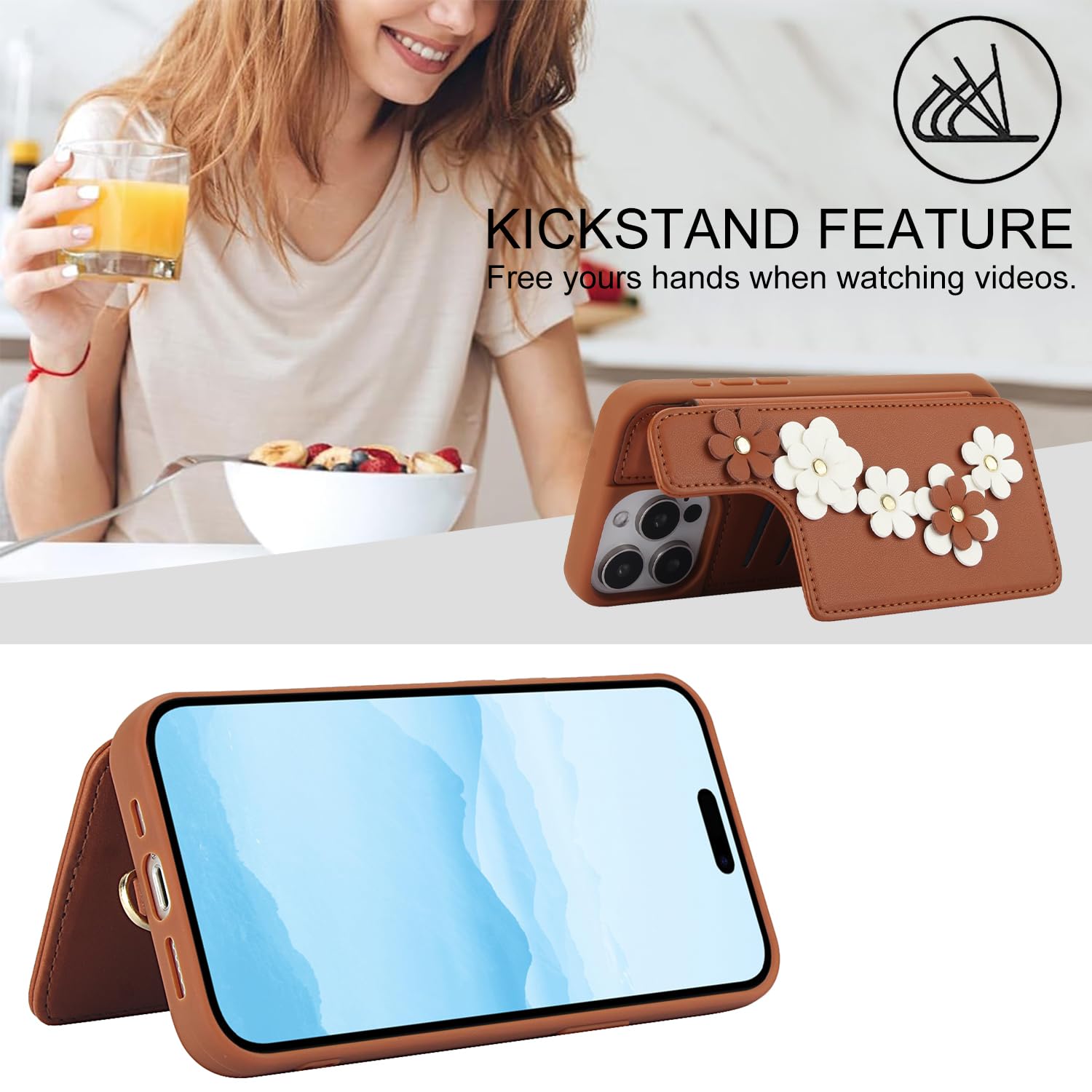 Asuwish Funda para teléfono IP 16 pro max SY001HD US funda marrón