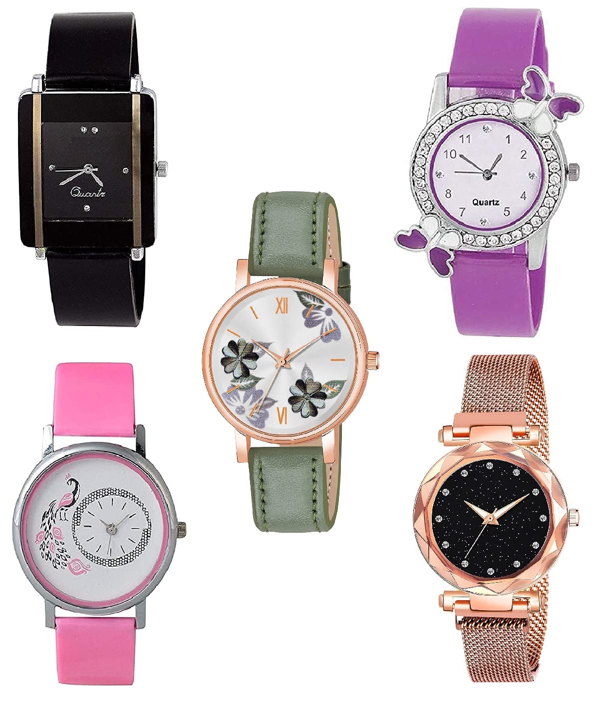 K Vajir® Designed New Analogue Multicolour Strap Multicolour Dial Combo Watch for Girls and Woman (Pack of 5) (B0B8YP9CZ3) Amazon Price History, Amazon Price Tracker