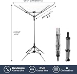 STO STO Parapluie portatif, 82 Sac à séchage rotatif pieds avec hauteur réglable, ligne de blanchisserie autonome pour jardin, patio, balcon & Camping, installation facile avec sac de transport, aucun outil nécessaire