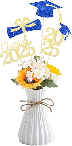 Centros de mesa de decoración de graduación de clase 2025 para mesas, mesa de graduación 2025 de doble cara, centros de mesa de fiesta, suministros