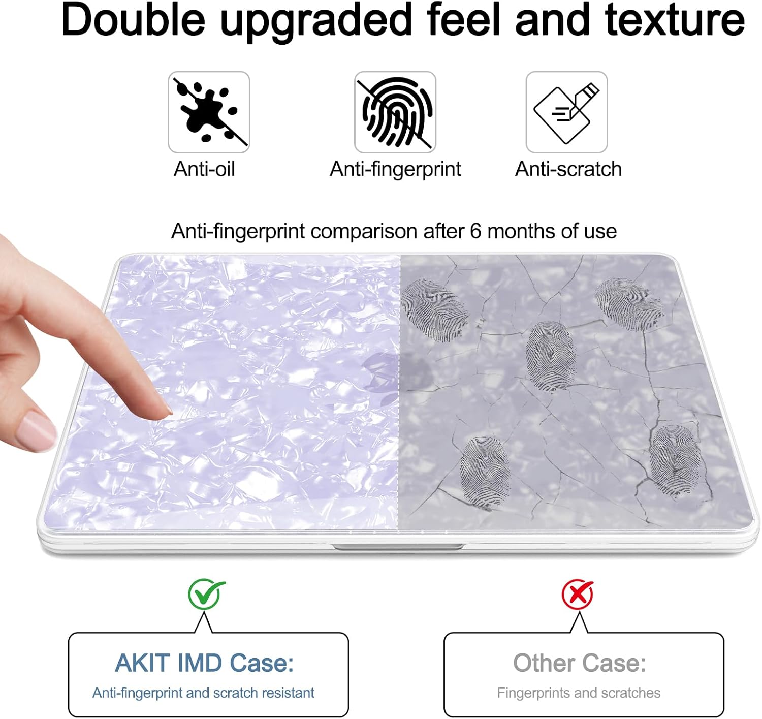 AKIT Compatible with MacBook Air 13 inch Case 2026 2025 2024 2023 M5 M4 M3 M2 Glitter Pearly Luster Laptop Hard Shell for A3449 A3240 A3113 A2681 Mac Air 13.6" Includes Keyboard & Screen Cover, Purple
