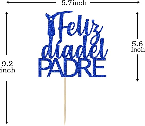 Miniatura 6 de Decoración de pastel de Feliz Día del Padre para decoración del día del padre, suministros de fiesta de cumpleaños de papá con purpurina azul