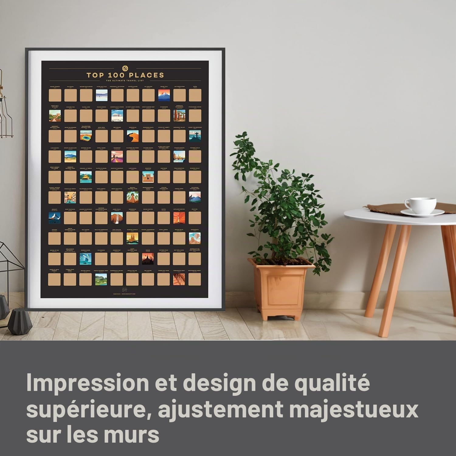 Affiche à gratter Enno Vatti de 100 lieux - Liste des meilleures destinations de voyage (42 x 59,4 cm)