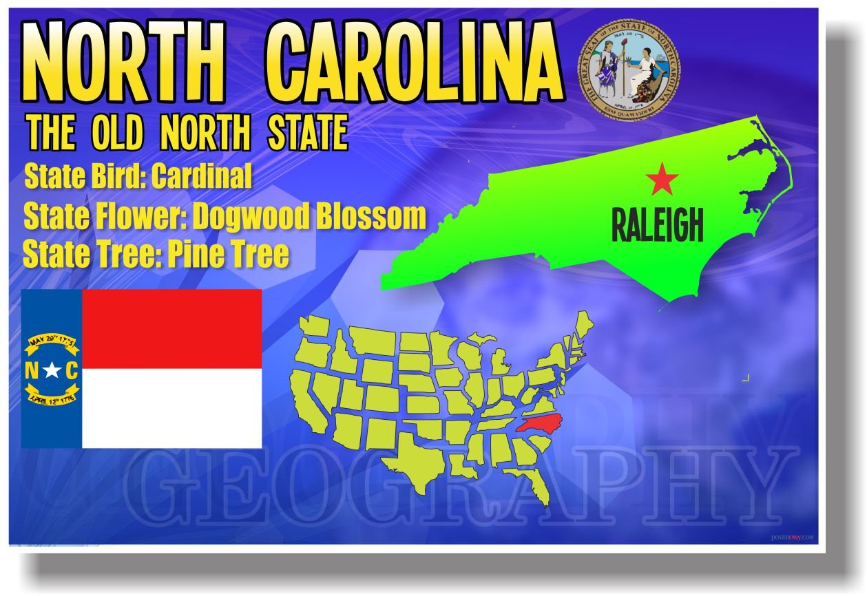 Posterenvy North Carolina Geography - New U.s Travel Poster