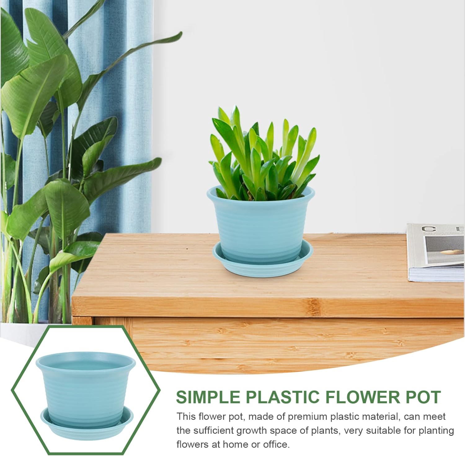 Happyyami Floral Nursery Decor 5pcs Plastic Plant Pots for Plants with Saucers, Indoor Plastic Planters Modern Flower Pot with Drainage Hole for All House Plants, Flowers, and Seeding Nursery : Patio, Lawn & Garden