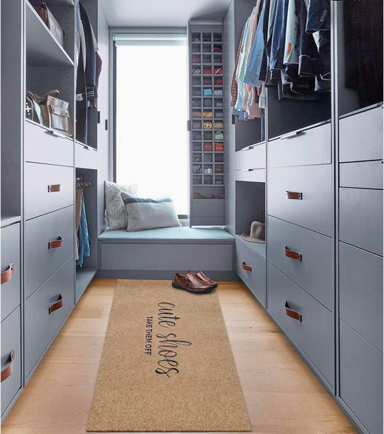 Indoor Door Floor Mat Welcome Doormat Cute Shoes Take Them Off Outdoor 18'x47 Brown Rugs Rectangular Rubber Non Slip Easy to Clean Washable Mats for Entryway Living Room Balcony Garden Hallway