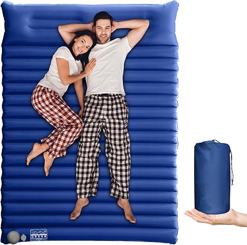 Miniatura 1 de JOSEN Colchoneta de dormir para campamento, colchón de camping de 78 x 55 pulgadas, almohadilla de campamento autoinflable para 2 personas, doble