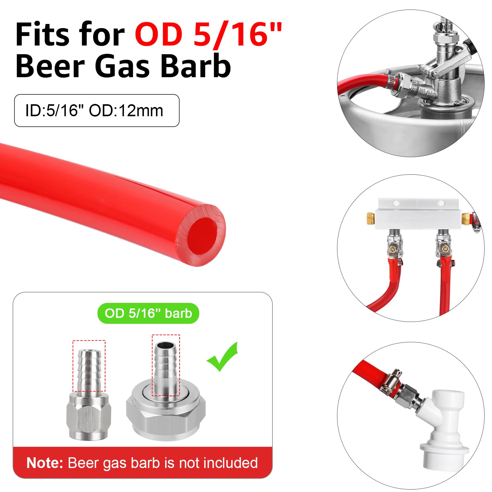 Kegerator - Kit de línea de gas de CO2 de cerveza de 10 pies y 3/16 pulgadas y línea de gas CO2 de 10 pies, kit de repuesto de líneas Kegerator, tubo de manguera de CO2 con 8 abrazaderas de manguera