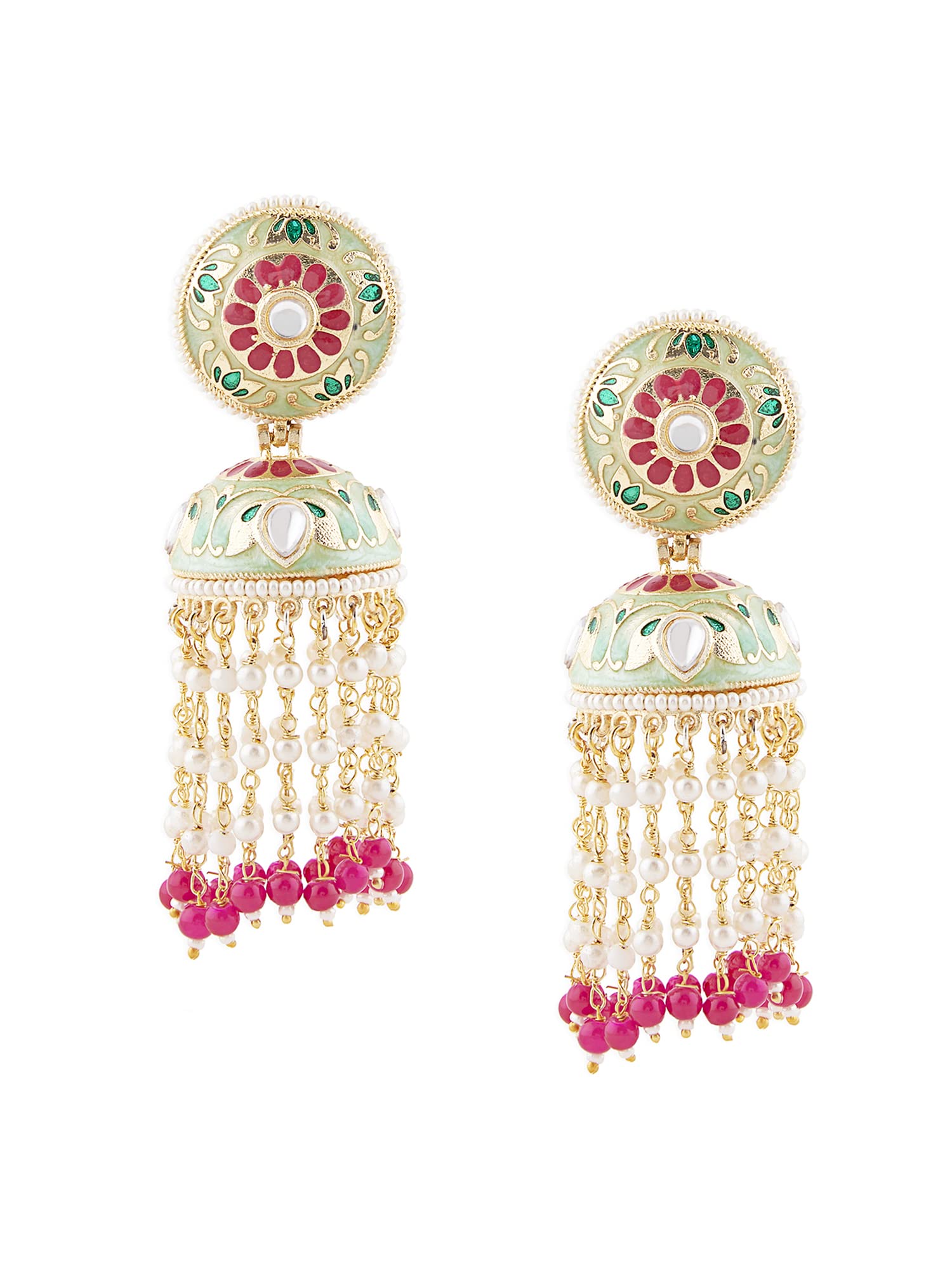 See full amazon price history chart for Zaveri Pearls Green & Pink Meenakari Floral Design Beaded Chain Fringe Jhumki Earring For Women-ZPFK18803 Zaveri Pearls Green & Pink Meenakari Floral Design Beaded Chain Fringe Jhumki Earring For Women-ZPFK18803 (B0DCS5XQ3P) Amazon Price History, Amazon Price Tracker