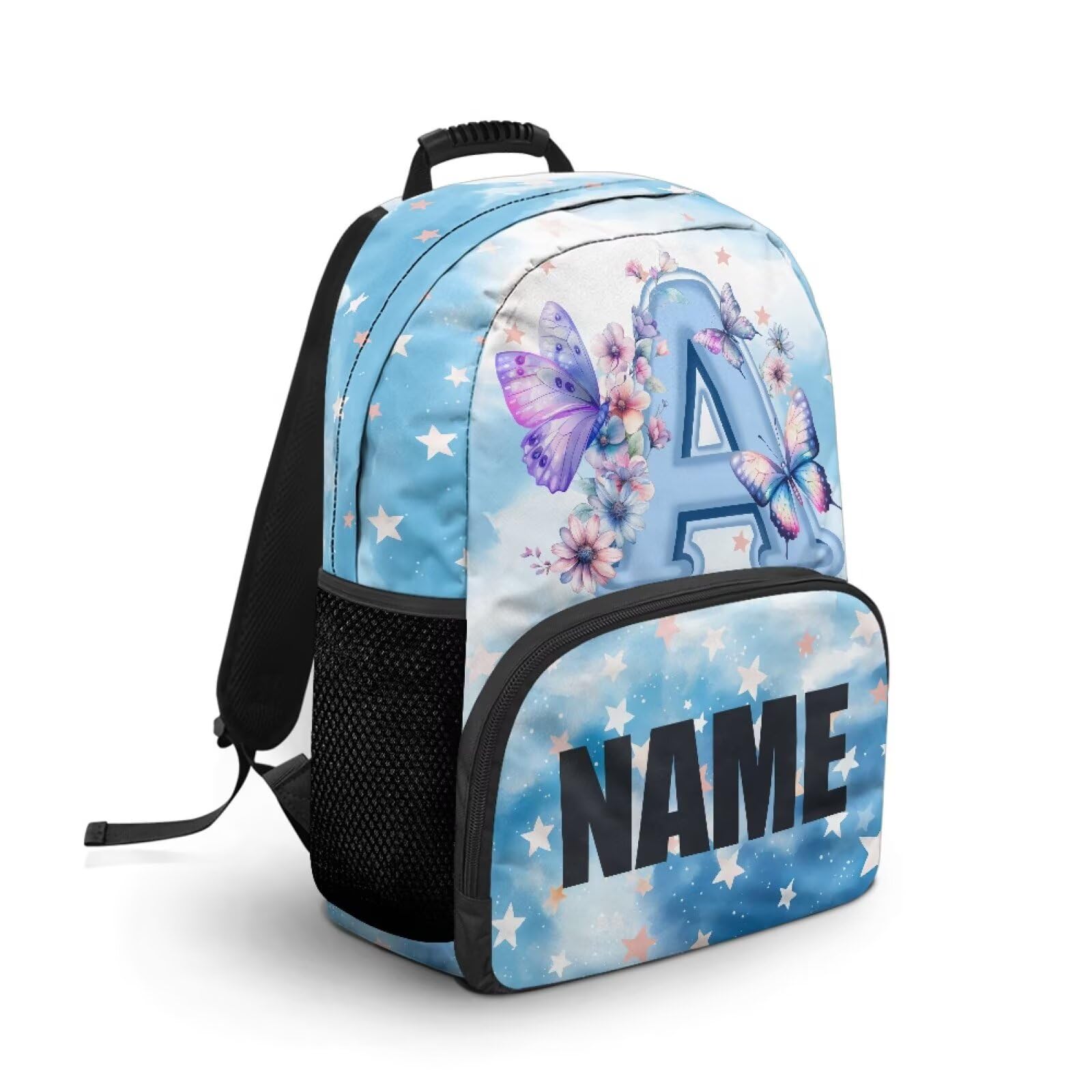 COEQINE Mochila con inicial para niñas pequeñas, mochila con nombre personalizado para niños de 4 a 6 años, preescolar, jardín de infantes, escuela primaria