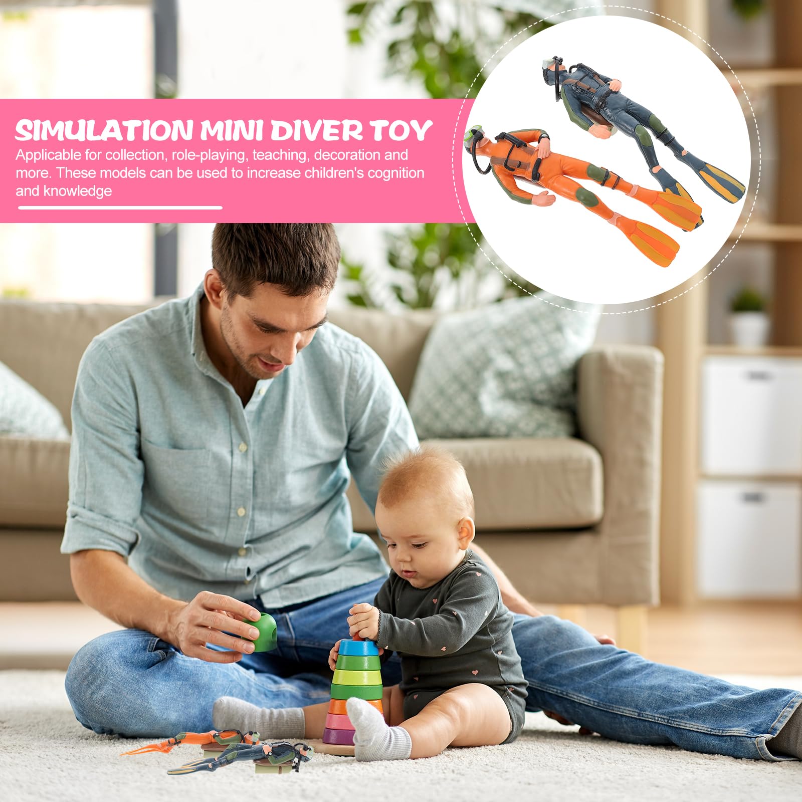 Yardwe Diver Figurine Toys Set of 2 Realistic Mini Scuba Diver Models Aquarium Decorations Landscape Ornaments Educational Kids Gift - Image 4