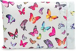 1 Fronha com Ponto Palito 70cmx50cm Percal Estampado 180 fios (Borboletas)