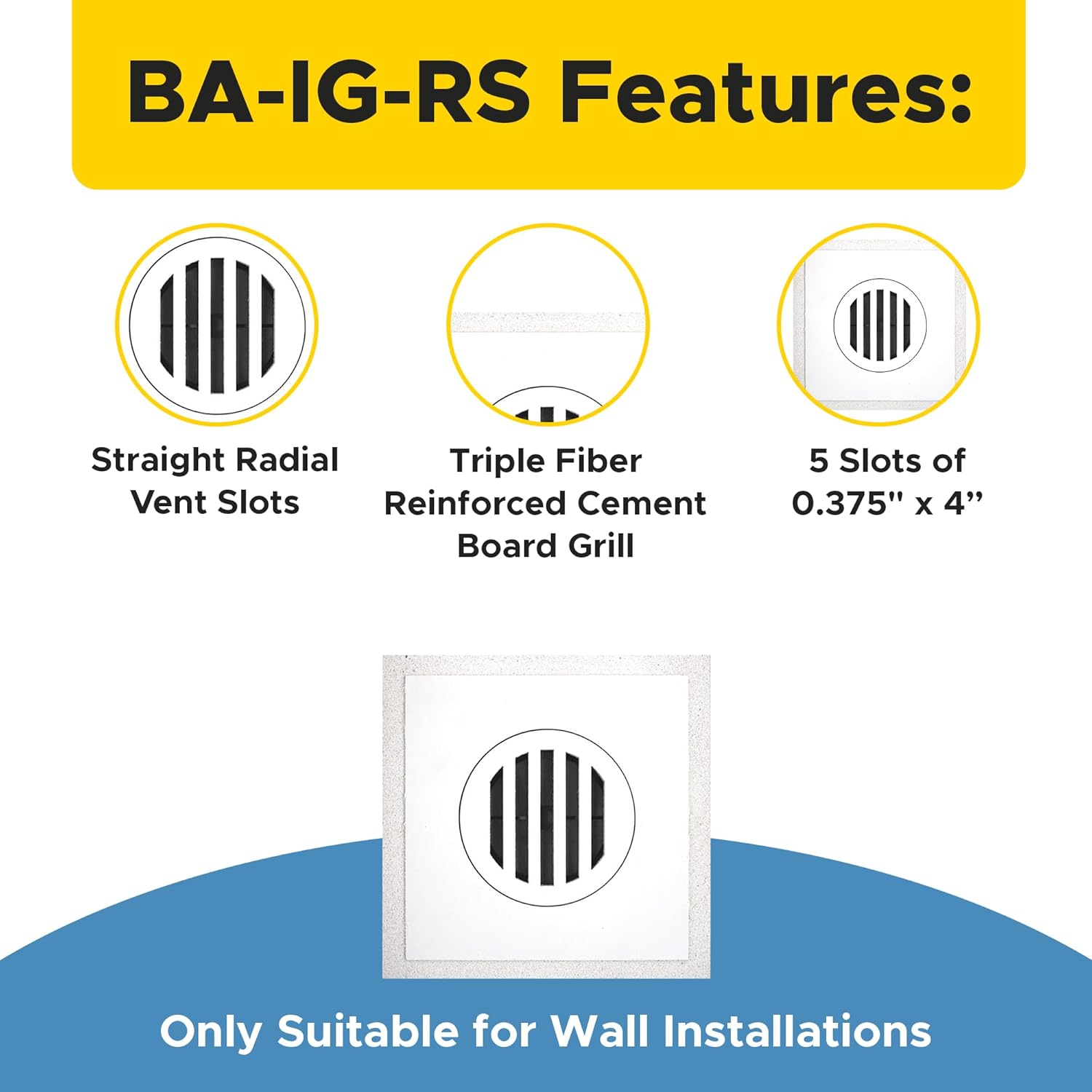 Best 4" x 4" Flush Removable Round Wall & Ceiling Supply Magnetic Vent Cover, Triple Fiber Reinforced Cement Board Grill, Paintable Metal Vent Cover, Impact Resistant Supply Vent, BA-IG-RS
