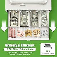 Vista 2 de Gdrasuya10 Caja registradora electrónica LED de 8 Digitaces Sistema POS Caja registradora comercial con cajón de efectivo y teclado plano