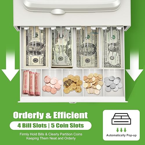 Miniatura 2 de Gbonklong - Caja registradora electrónica de 48 llaves, caja registradora con cajón de monedas Descripción Sistema de monedas POS Bill para pequeñas